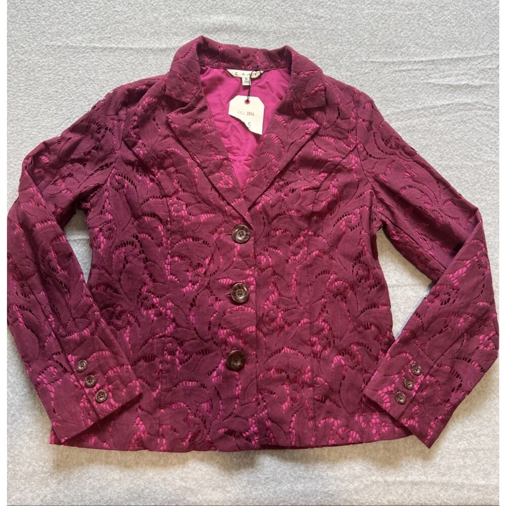 CAbi #128 Frolic Blazer 6 Color Fall Me Plumberry Lace Overlay Chic Whimsy Goth